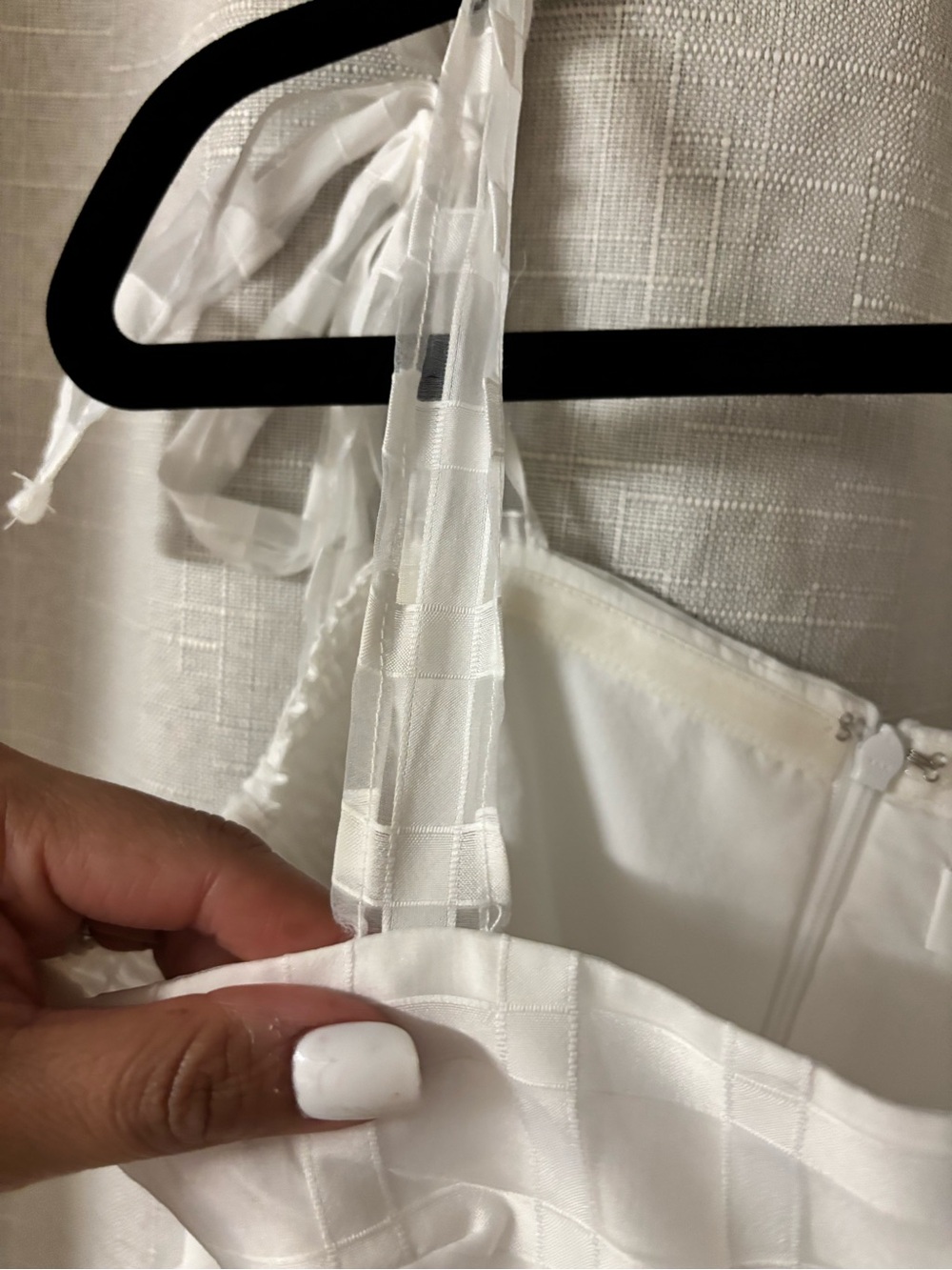 Amanda Uprichard Russo White Checkered Baby Doll Mini Dress - Picture 6 of 11